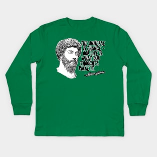 Marcus Aurelius Philosophy Quote Statement Design Kids Long Sleeve T-Shirt